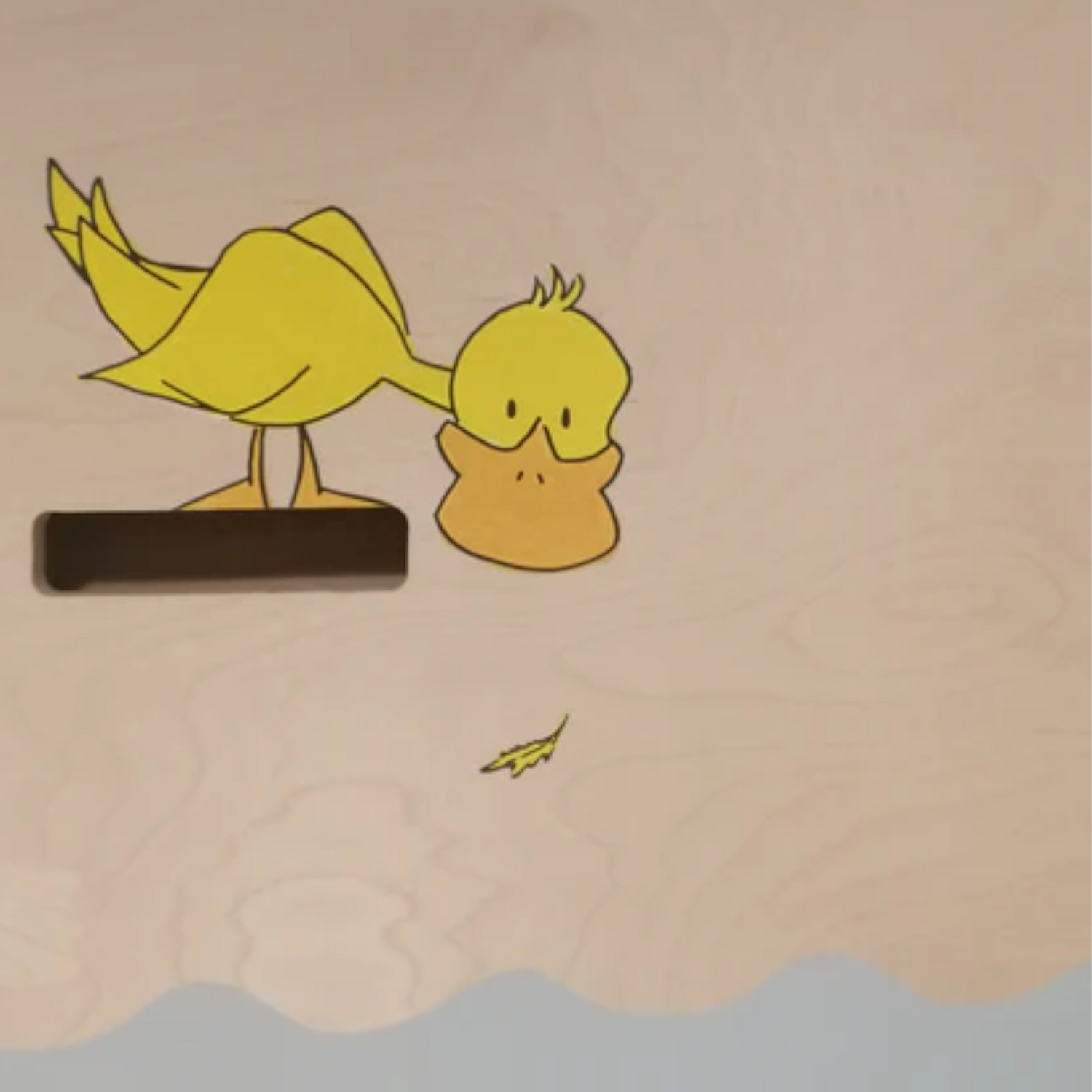 illustrated yellow duck watching a feather fall, depicting our Power of Creativity workshop