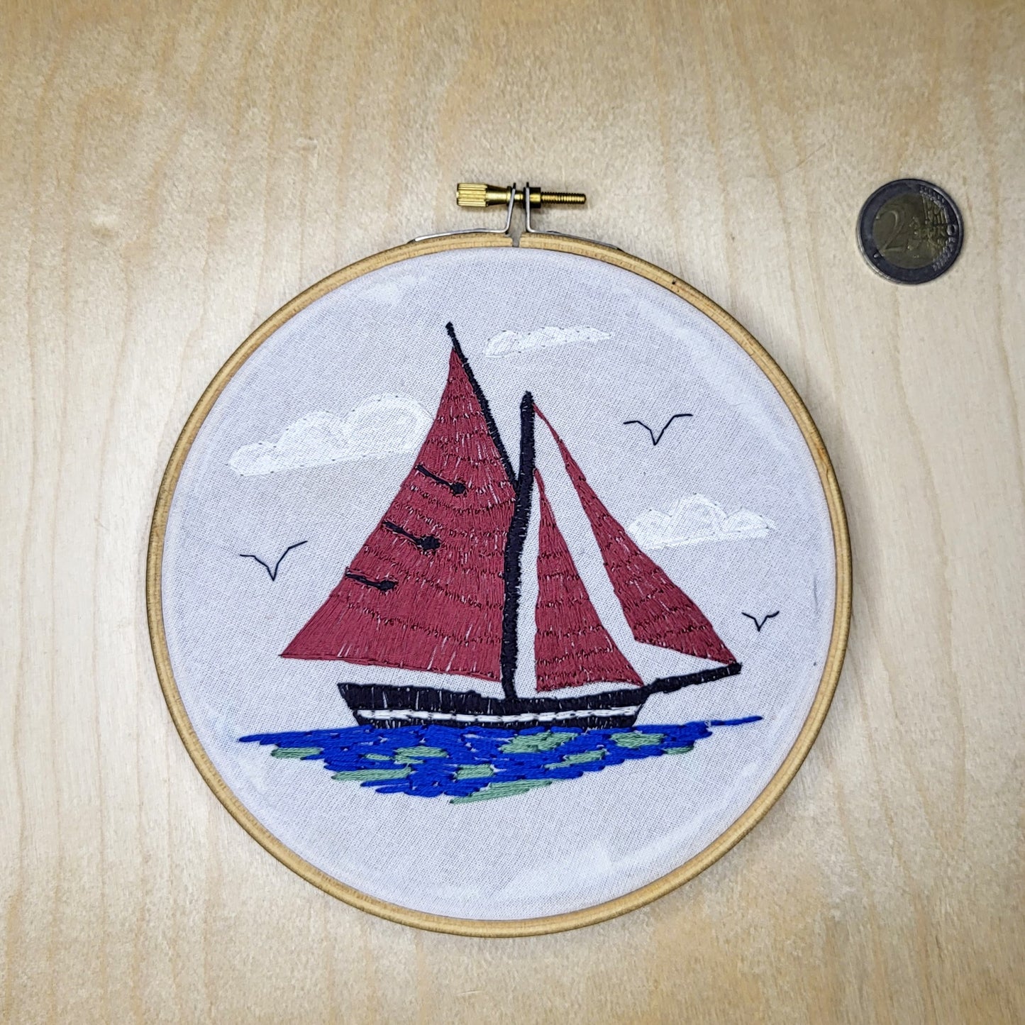 Embroidered Artwork -Galway Hooker - Bád Mór