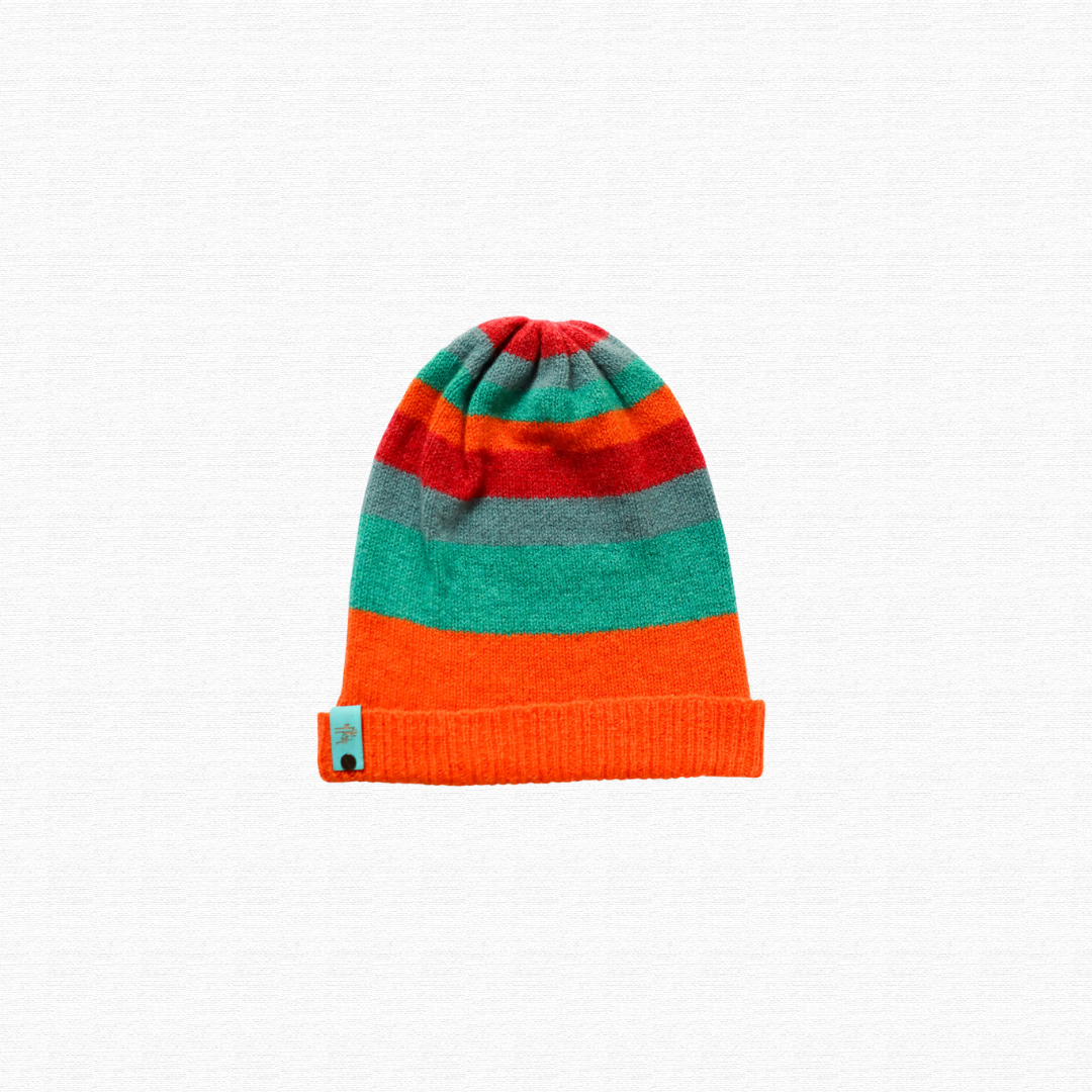 Soft Sustainable Stripy Hat - Rising Seas Turning Tides 100% lambswool made in Ireland