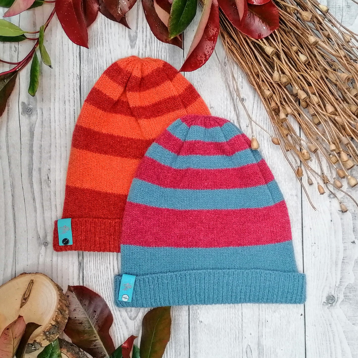 Soft Sustainable Stripy Hat - Rising Seas Turning Tides 100% lambswool made in Ireland