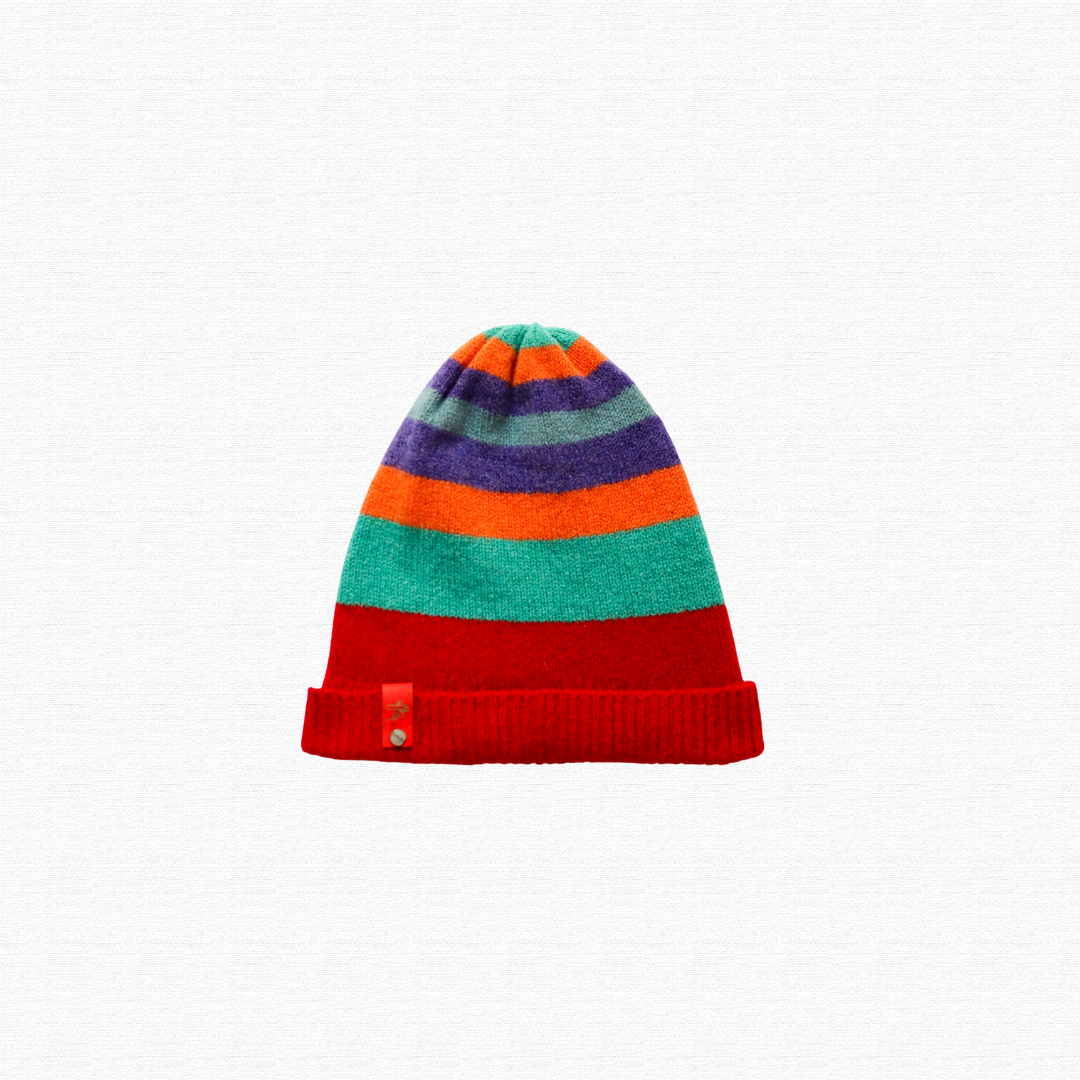 Soft Sustainable Stripy Hat - Rising Seas Turning Tides 100% lambswool made in Ireland
