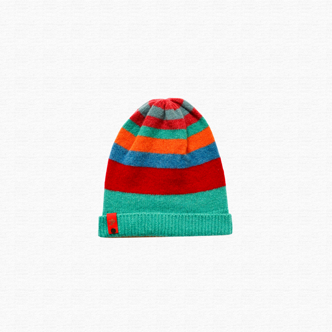 Soft Sustainable Stripy Hat - Rising Seas Turning Tides 100% lambswool made in Ireland