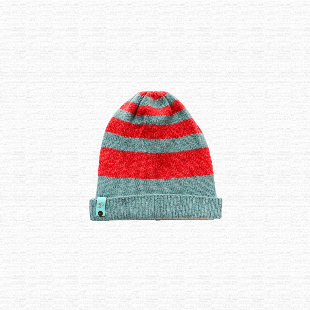 Soft Sustainable Stripy Hat - Rising Seas Turning Tides 100% lambswool made in Ireland