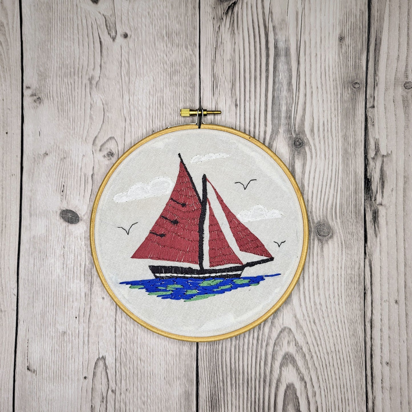 Embroidered Artwork -Galway Hooker - Bád Mór