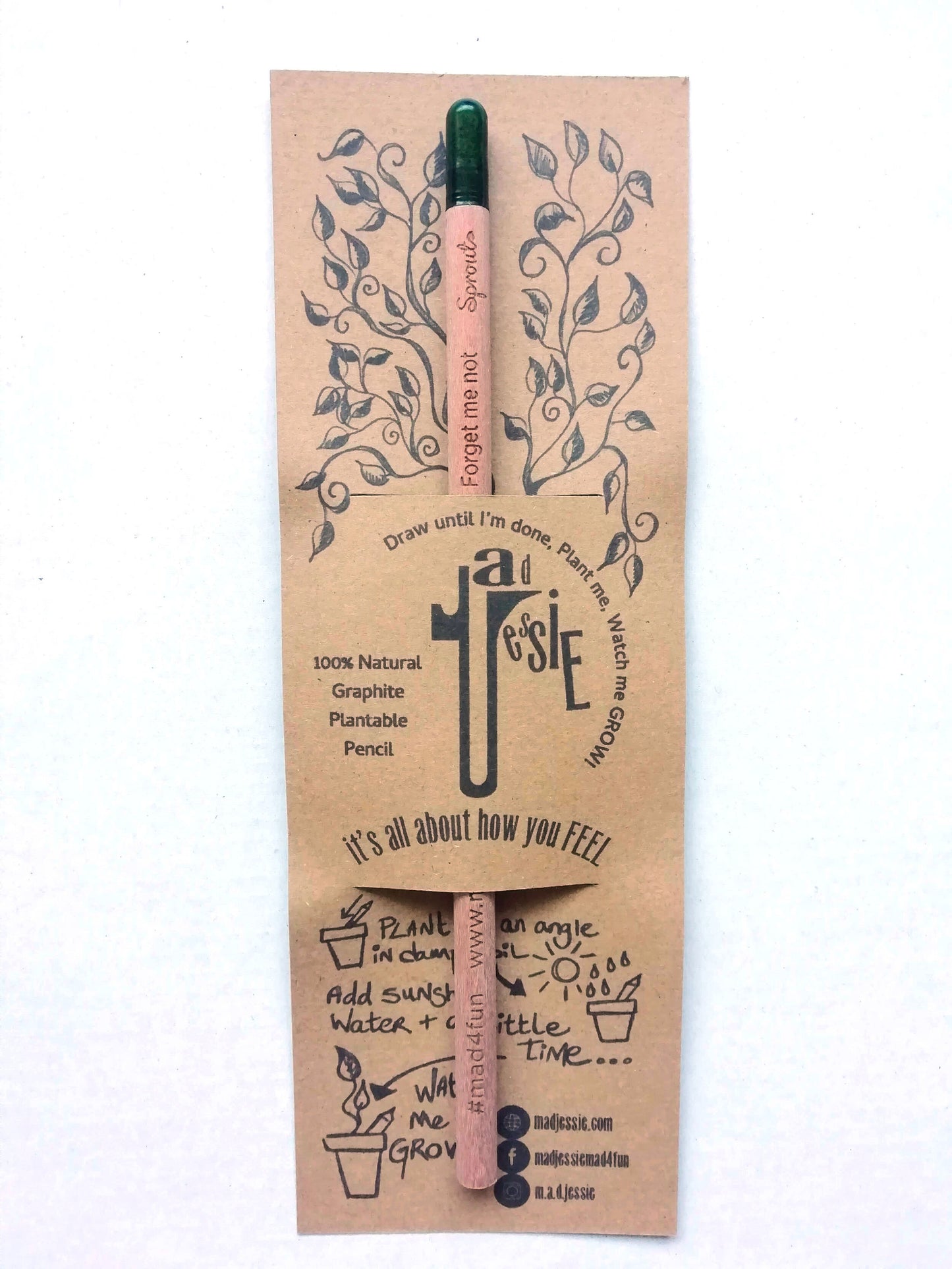 100% Natural Graphite Sprout Plantable Pencil - Thyme, Basil, Coriander, Daisy, Forget-me-not, Sunflower, Chia