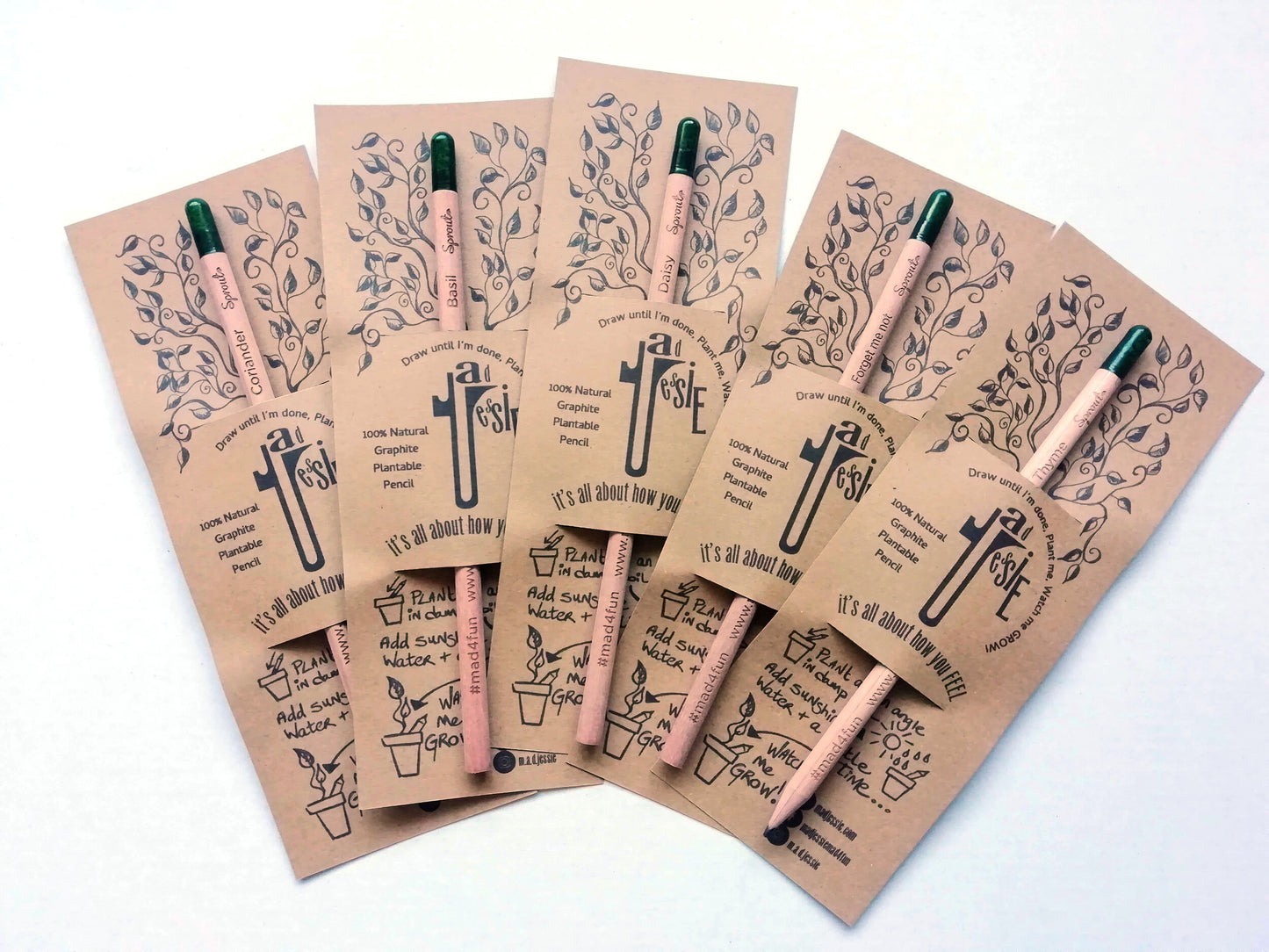 Pack of 5! Graphite Sprout Plantable Pencils - Choose Herbs or Flowers!