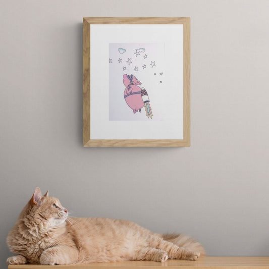 Jet Pack on a Pig - Limited Edition Signed A5 Art Print